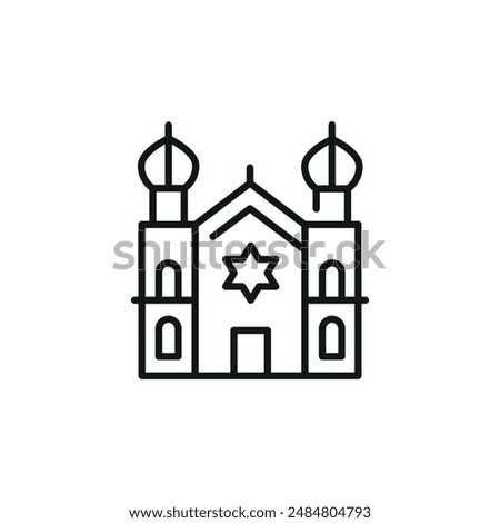 Synagogue icon representing a place of Jewish worship and communal gathering. Ideal for use in religious, cultural, and community contexts. Vector illustration
