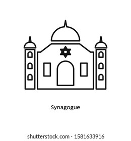 Synagogue icon vector illustration black linear on white background