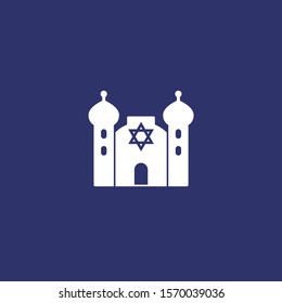 synagogue, judaism building icon, vector