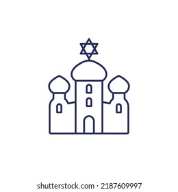 Synagogue Line Icon, Jewish House Of Worship