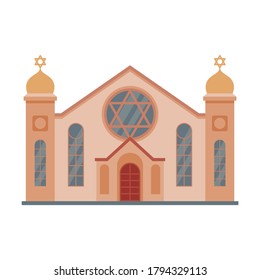 Synagogue Mosque Building, Religious Temple, Ancient Architectural Construction Vector Illustration