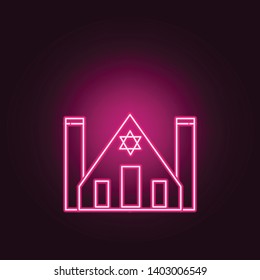 Synagogue neon icon. Elements of Religion set. Simple icon for websites, web design, mobile app, info graphics