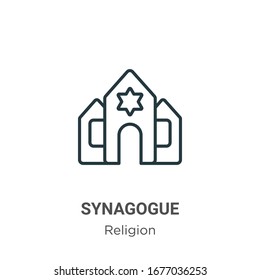 Synagogue outline vector icon. Thin line black synagogue icon, flat vector simple element illustration from editable religion concept isolated stroke on white background