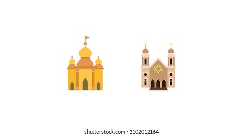 Synagogue vector isolated icon. Synagog emoji illustration. Synagogue vector isolated emoticon. Hindu Temple emoji. Isolated Hinduist Temple Vector.
