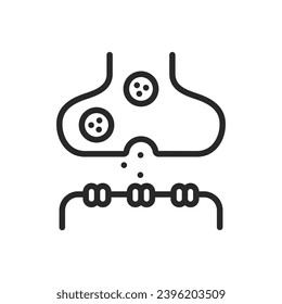 Synapse Icon. Thin Linear Illustration for Neurological Connections, Brain Function, and Neural Communication Education. Isolated Outline Vector Sign.