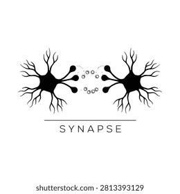 Synapse illustration with neurons and vesicles on a white background