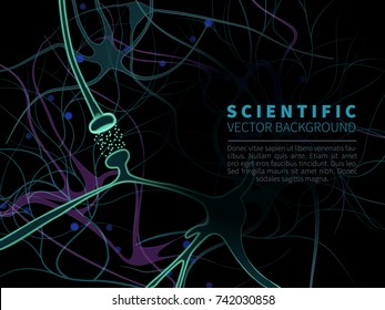 Synapse And Neuron Cells Sending Electrical Chemical Signals.Neuron System Model.Vector Illustration Of The Nervous System And Neurological Diseases.