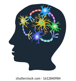 Synapses of neurons. Neural communications background. Neuron communication synapses in the brain. Vector illustration on isolated background.