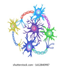 Synapses of neurons. Neural communications background. Synapse communication neuron. Vector illustration on isolated background.