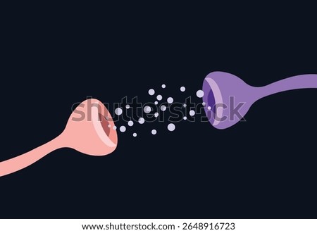 Synaptic transmission, Nervous system, and Brain synapses vector illustration.