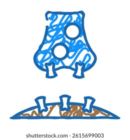 synaptic transmission neuroscience neurology doodle icon sketch vector. synaptic transmission neuroscience neurology sign. isolated symbol illustration