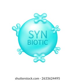 Bactérias de sínbiótica azuis. Boa flora bacteriana para o intestino e estômago para projetar suplementos dietéticos nutrição saudável. Imunidade para cuidados de saúde. Vetor EPS10.