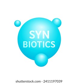 Sinbióticos azules a partir de verduras de frutas naturales. Buena flora bacteriana para el estómago y el intestino. Crear equilibrio para el intestino. Nutrición de la atención de la salud. Vector.