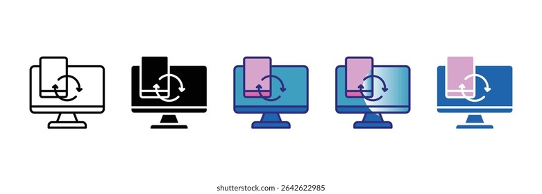 Sync Across Devices Icon Set Multiple Style Collection