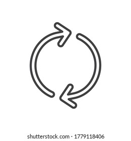 sync arrows icon over white background, line style, vector illustration