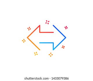 Sync arrows line icon. Communication Arrowheads symbol. Navigation pointer sign. Gradient design elements. Linear sync icon. Random shapes. Vector