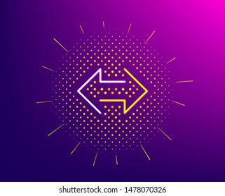 Sync arrows line icon. Halftone pattern. Communication Arrowheads symbol. Navigation pointer sign. Gradient background. Sync line icon. Yellow halftone pattern. Vector