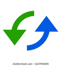 Sync arrows vector illustration on a white background. An isolated flat icon illustration of sync arrows with nobody.