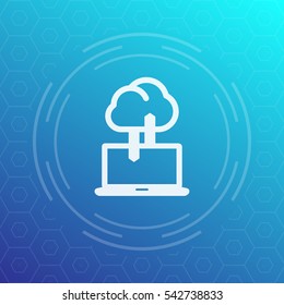 sync with cloud icon, data upload, synchronization, vector illustration