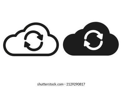 Sync with the cloud or refresh the cloud with the arrow keys. Cloud storage icon. Illustration