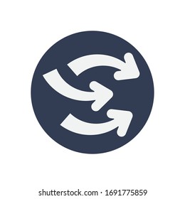 sync and delivery arrows icon over white background, block style, vector illustration