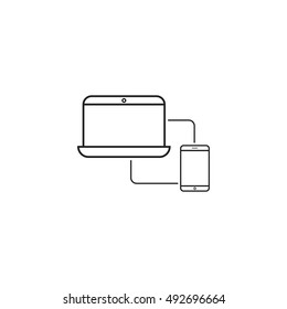 Sync devices line icon, outline vector logo illustration, linear pictogram isolated on white