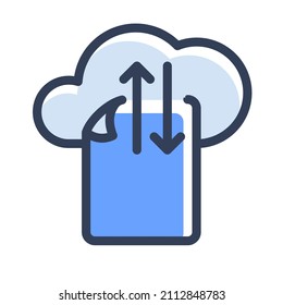 sync document file paper page transfer single isolated icon with dash or dashed line style