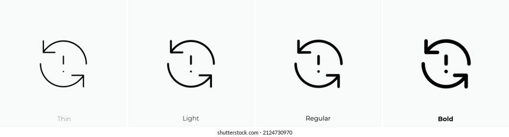 sync exclamation icon. Thin, Light Regular And Bold style design isolated on white background