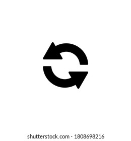 Icono de sincronización en glifo plano negro, estilo relleno aislado en fondo blanco