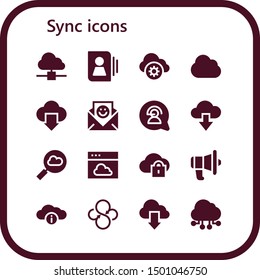 sync icon set. 16 filled sync icons.  Simple modern icons about  - Cloud computing, Contact, Cloud storage, Communication, Cloud, Sync