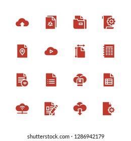 sync icon set. Collection of 16 filled sync icons included File, Cloud, Cloud computing