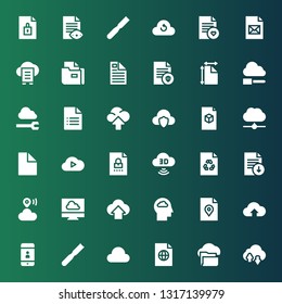 sync icon set. Collection of 36 filled sync icons included Cloud, File, Cloud computing, Contact, Computing cloud, data