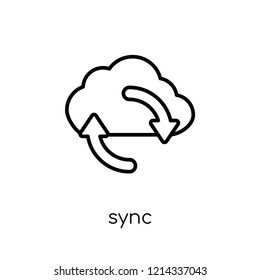 Sync icon. Trendy modern flat linear vector Sync icon on white background from thin line Internet Security and Networking collection, editable outline stroke vector illustration