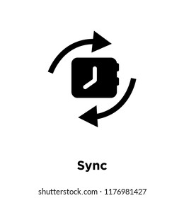 Sync icon vector isolated on white background, logo concept of Sync sign on transparent background, filled black symbol