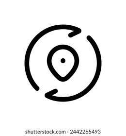 Sync Location icon in trendy outline style isolated on white background. Sync Location silhouette symbol for your website design, logo, app, UI. Vector illustration, EPS10.