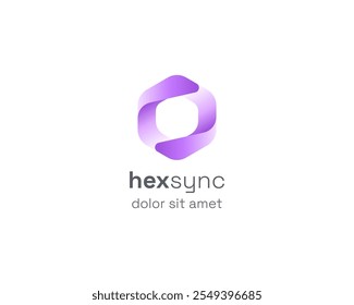 Logotipo de sincronización hexagonal con gradiente suave