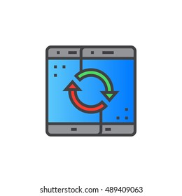 Sync mobile devices line icon, filled outline vector sign, linear colorful pictogram isolated on white, logo illustration