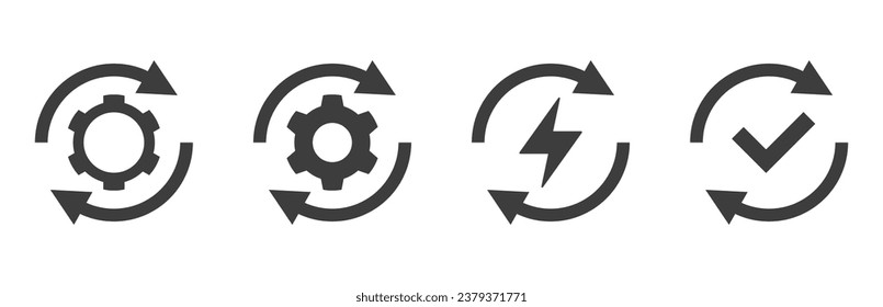 proceso de sincronización, repetición de reciclaje, renovación, conjunto de recarga de iconos planos