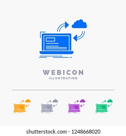 sync, processing, data, dashboard, arrows 5 Color Glyph Web Icon Template isolated on white. Vector illustration