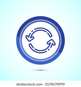 Sync processing icon design, Synchronization or reset icon, Reload sign, Blue color button design