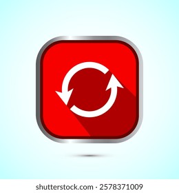 Sync processing icon design, Synchronization or reset icon, Reload sign, Red shadow button design