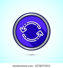 Sync processing icon design, Synchronization or reset icon, Reload sign, Blue shadow button design