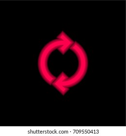 Sync red glowing neon ui ux icon. Glowing sign logo vector