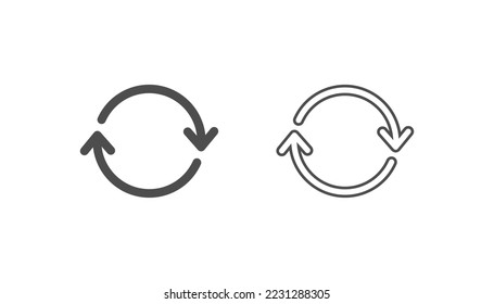 Sincronizar o reiniciar diseño vectorial de signo de icono en fondo blanco