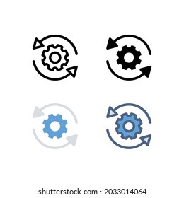 Sync setting icon. Simple outline, solid, flat style. Process, update, setup, reload, simple, change, personal, pictogram, refresh concept. Vector illustration isolated on white background. EPS 10