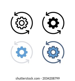 Sync setting icon. Simple outline, solid, flat style. Process, update, setup, reload, simple, change, personal, pictogram, refresh concept. Vector illustration isolated on white background. EPS 10