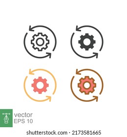 Sync setting icon. Simple outline, solid, flat style. Process, update, setup, reload, simple, change, personal, pictogram, refresh concept. Vector illustration isolated on white background. EPS 10