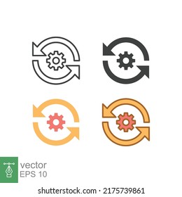 Sync setting icon. Simple outline, solid, flat style. Process, update, setup, reload, simple, change, personal, pictogram, refresh concept. Vector illustration isolated on white background. EPS 10
