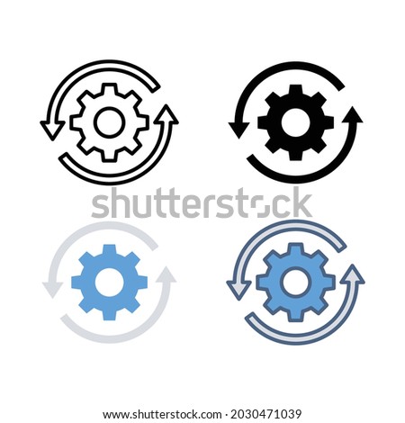 Sync setting icon. Simple outline, solid, flat style. Process, update, setup, reload, simple, change, personal, pictogram, refresh concept. Vector illustration isolated on white background. EPS 10