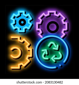 configuración de sincronización de neon light sign vector. Firma de la configuración de sincronización de iconos brillante. ilustración de símbolo transparente